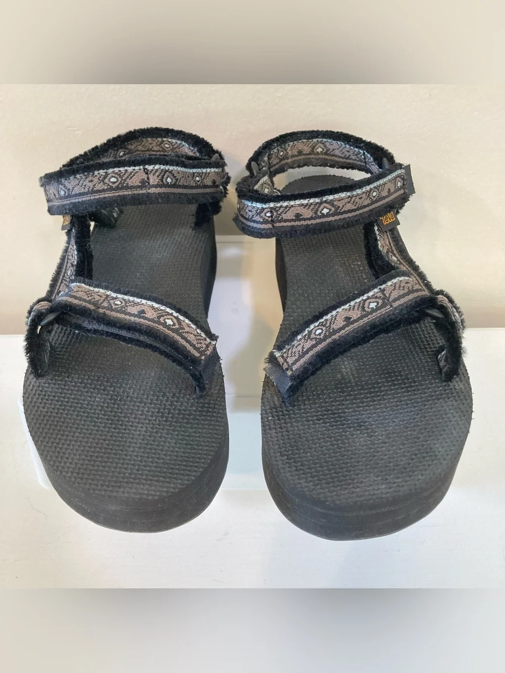 Teva Flatform Universal Maressa Womens Sz 6 Black Sandals Strappy